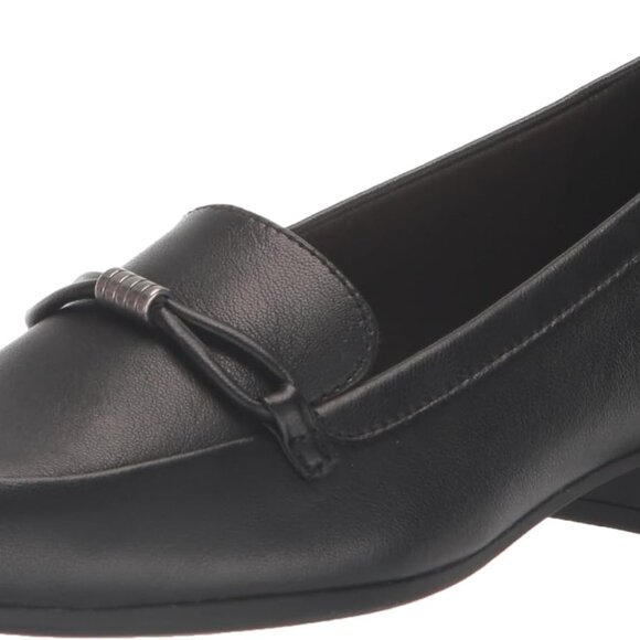 Women's Juliet Shine Loafer Leather Size 7.5 Black Rubber Sole Comfort - Picture 1 of 7